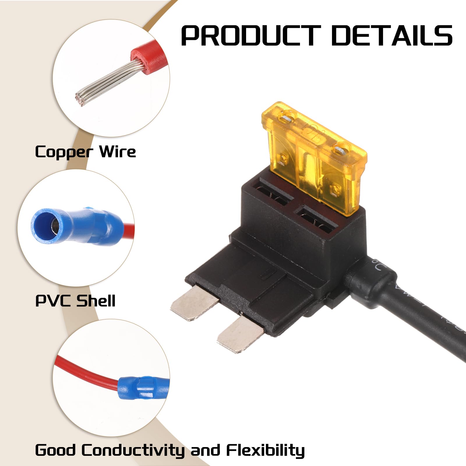 DMiotech Fuse Tap 24V 12V Car Add A Circuit Adapter Blade Fuse Taps Kit 5A Medium for Automotive Trucks Marine 5pcs Yellow - Image 3