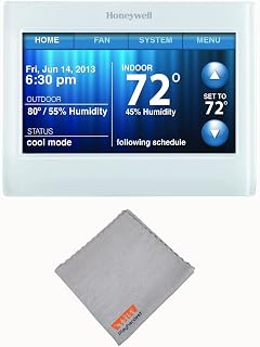 Playhardest Honeywell TH9320WF5003 Wi-Fi 9000 Color Touch Screen Programmable Thermostat, White, Requires C Wire 1Pack Cloth Bundle