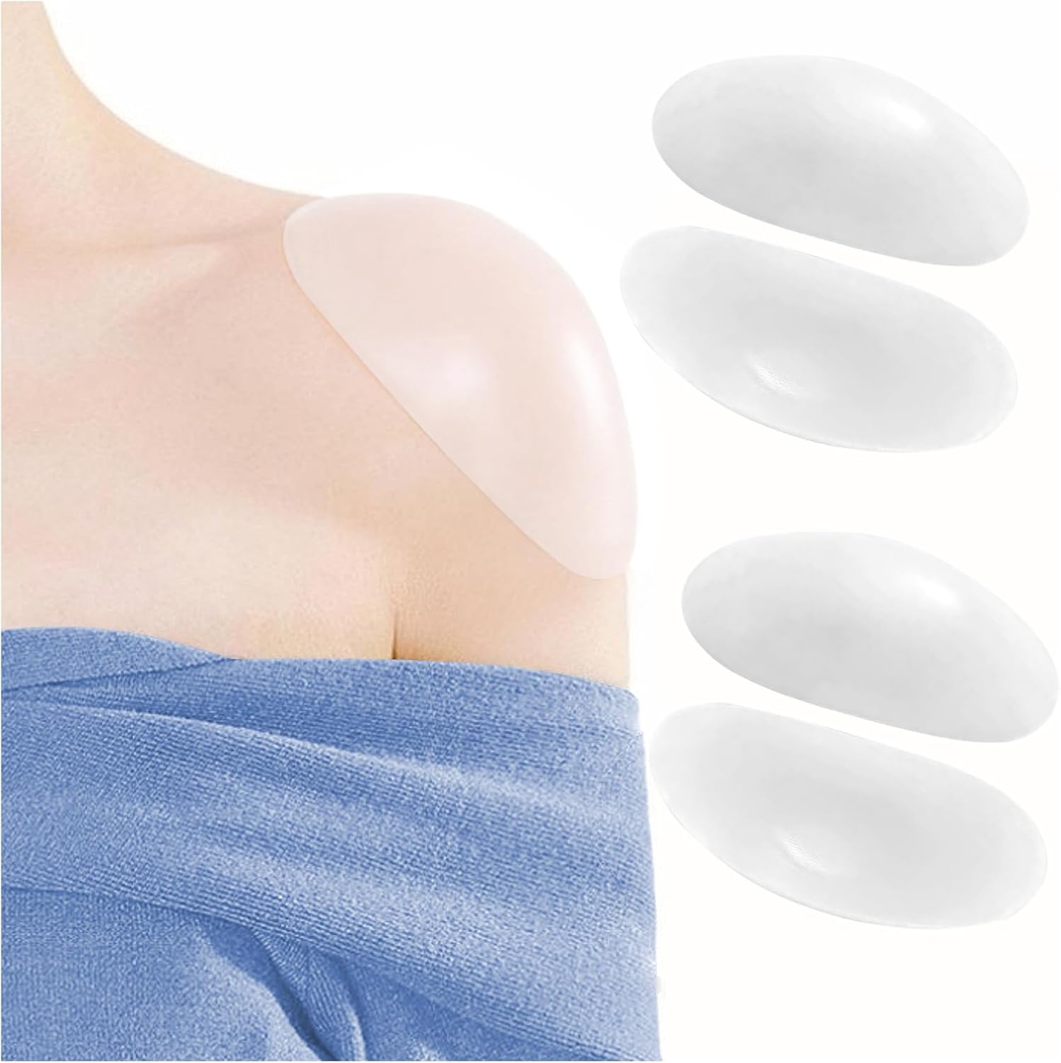 Silicone Shoulder Pads for Women Clothing, 2 Pairs Anti Slip Reusable Push Up Shouler Pads Invisible Enhancer for Dress