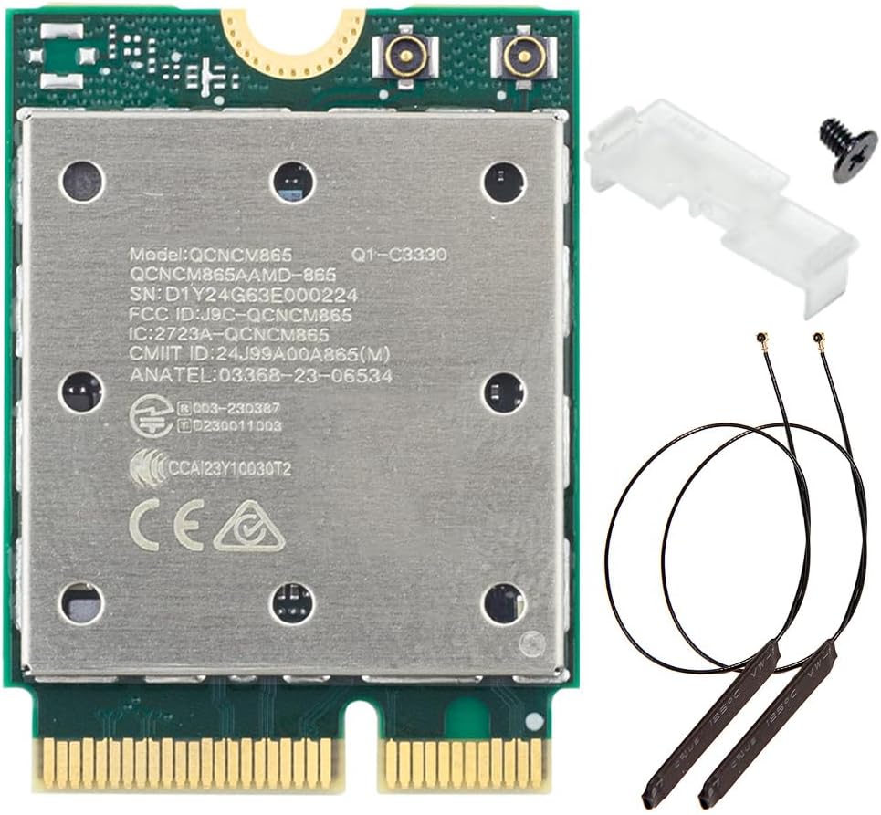 WiFi 7 Card QCNCM865-5.8Gbps Tri-Band 802.11be Wireless Adapter, 2.4/5/6GHz BT 5.3 M.2 Key E for PC Laptop Windows 11 Only, Includes WiFi Antennas Compatible with Intel & AMD