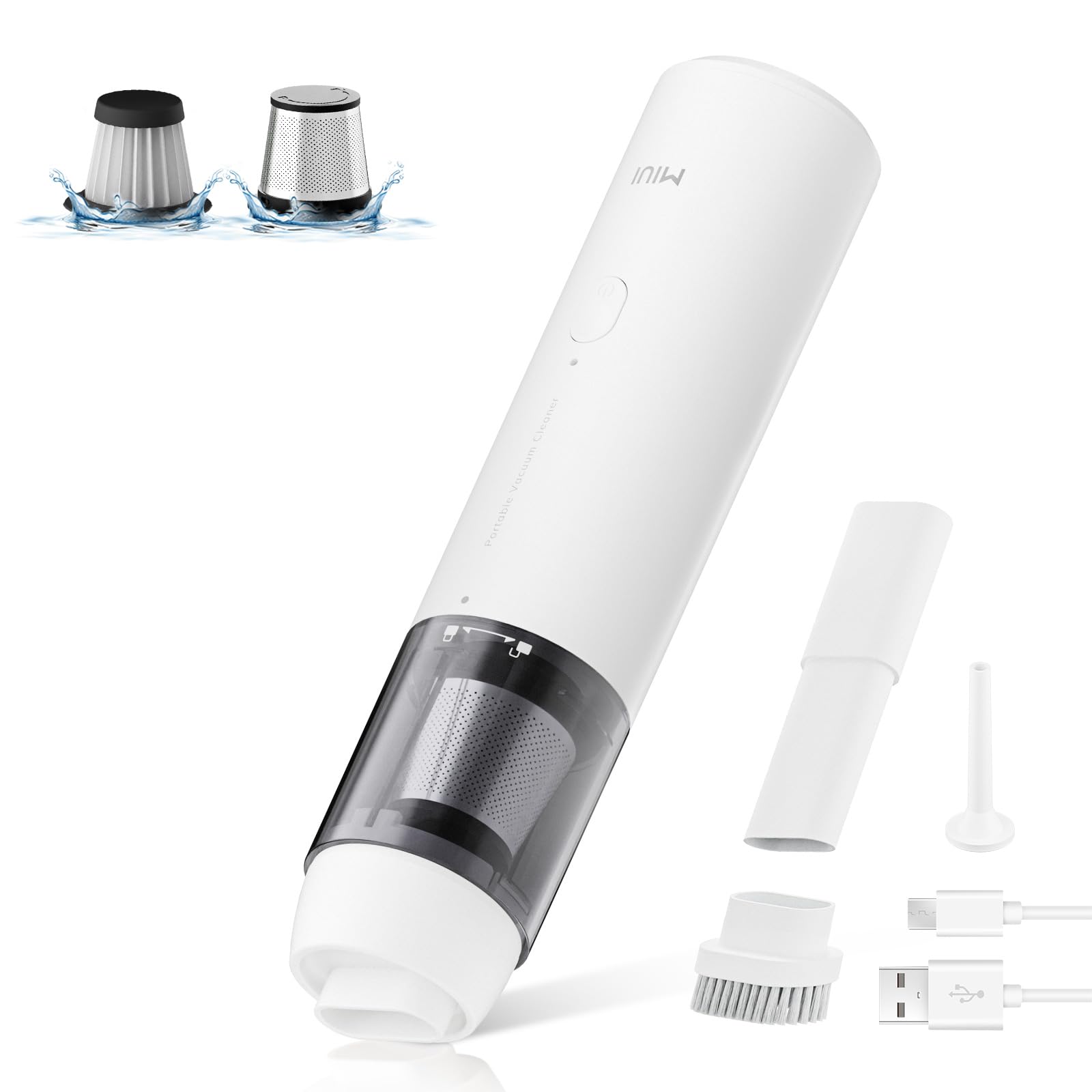 Handheld Vacuum Cleaner 10000PA Cordless Handheld Vacuum Brushless Motor Blow & Suction 2 in 1 Mini Hand Held Vacuum with Type-C Fast Charging 0.8Lb Light Weight for Car,Home,Office, Pet, White