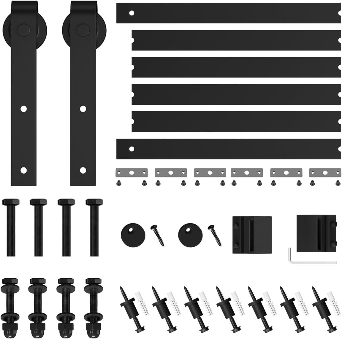 SMARTSTANDARD 8.2 FT Barn Door Hardware Kit -Sliding Barn Door Track - Smooth and Quiet - Easy to Install - Includes Step-by-Step Installation Instructions - Fits 48" Wide Door Panel (J Shape Hanger)