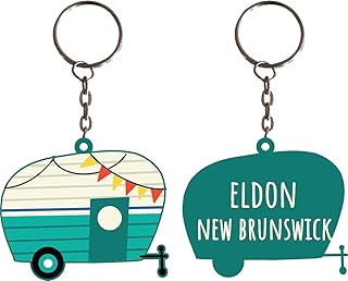 R and R Imports Eldon New Brunswick Souvenir Camper Metal Keychain