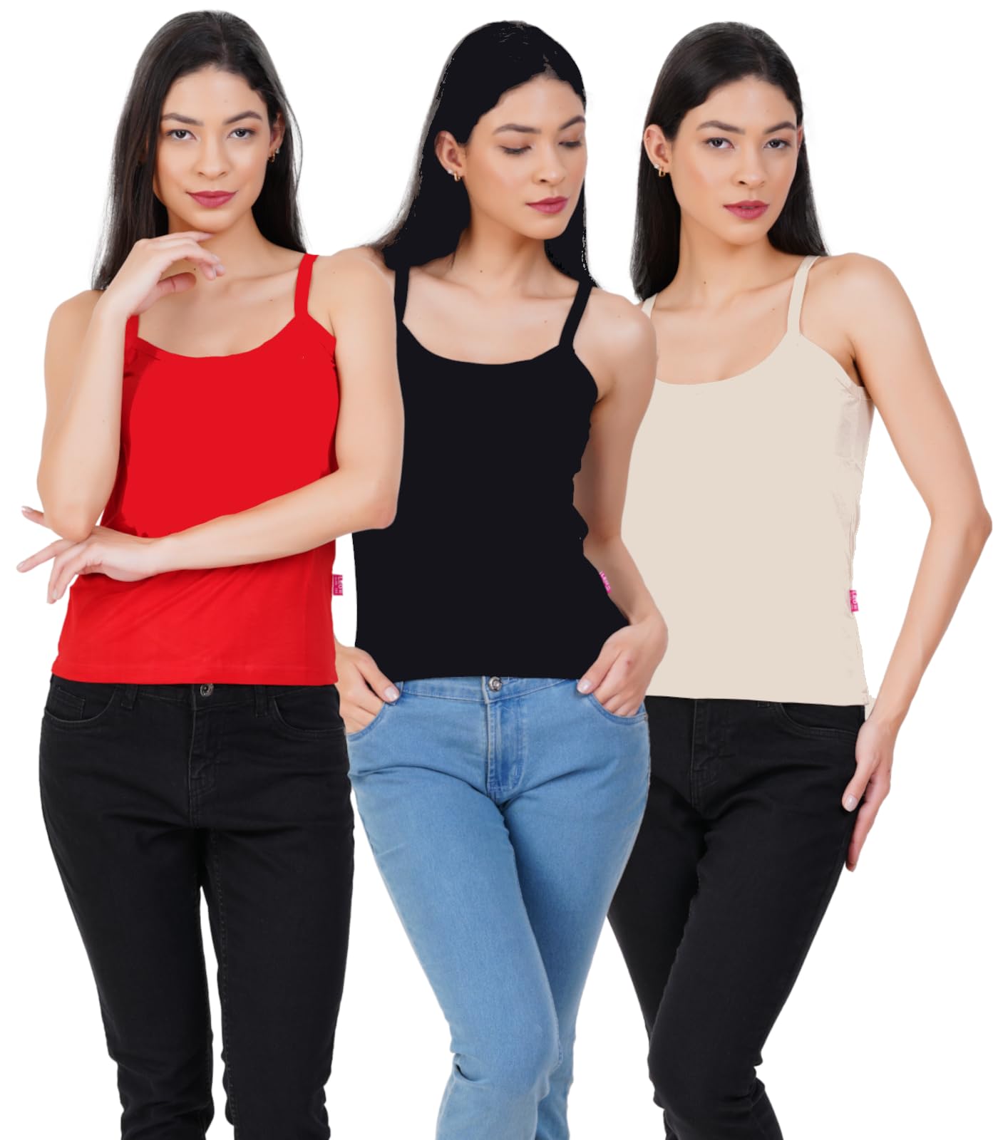 leo Reena Stretch Cotton Slips for Women | Premium Cotton | Non Adjustable Slips | Colors May Vary | Pack of 3-picture-10