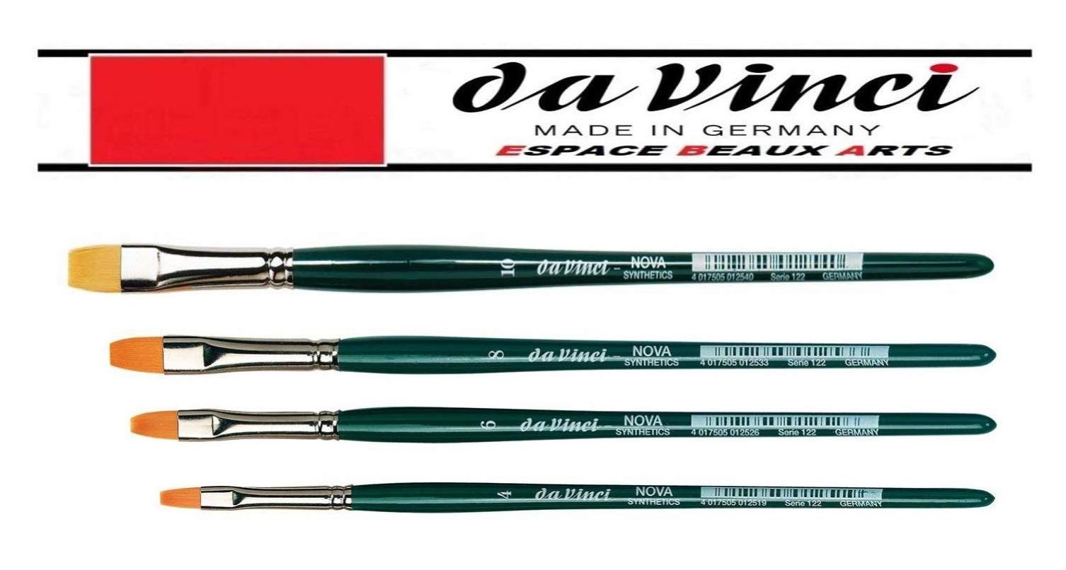 Da Vinci Série 122 Nova – Set 3 Pinceaux Plats Synthétiques En Or (tailles 0, 1, 2) – Aquarelle, Huile, Acrylique – Fabriqué En Allemagne