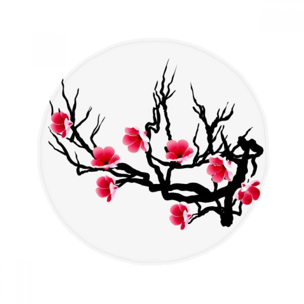 Tapis de bain rond sakura japonais 50cm pour cuisine et entrée de maison