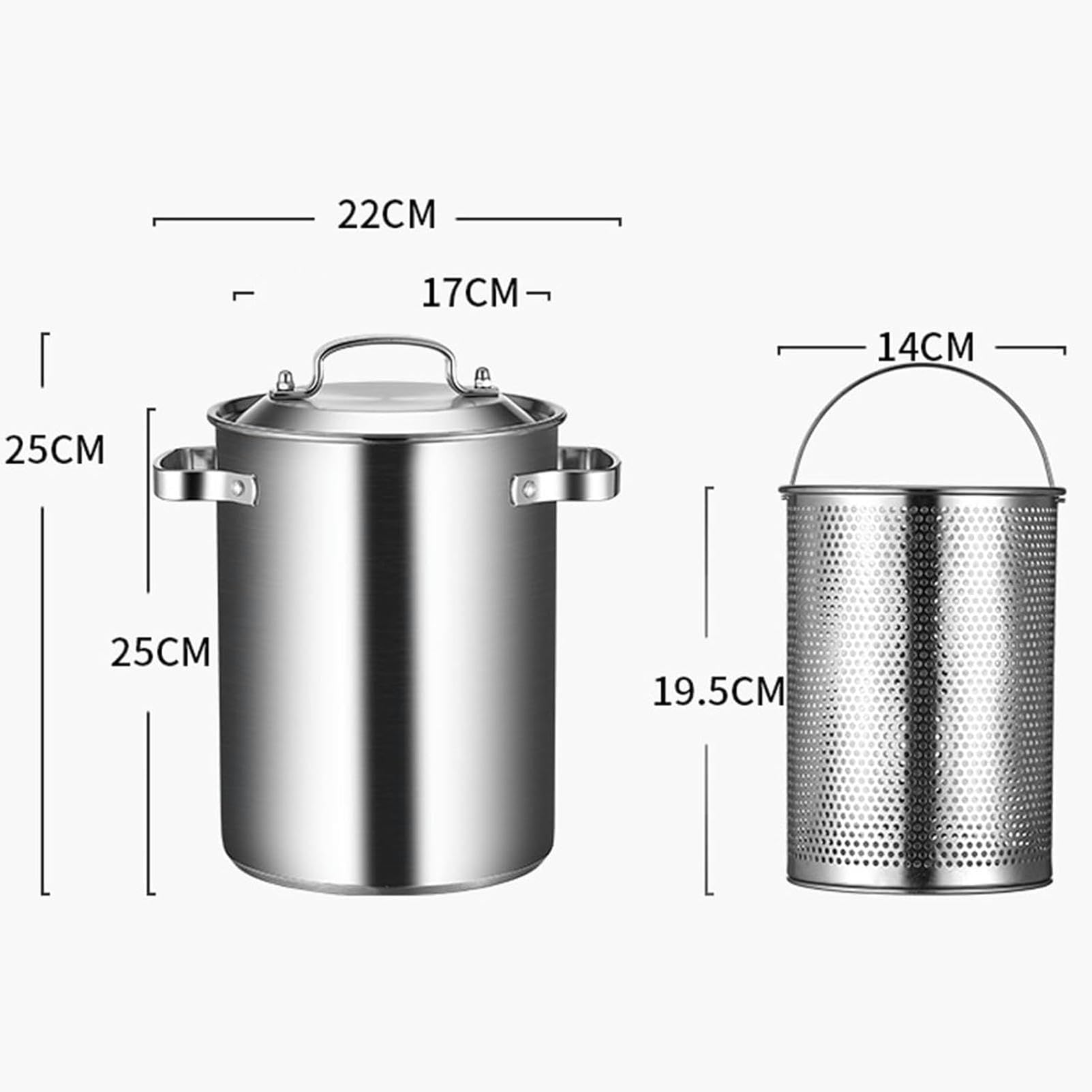 Marmite À Asperges en Acier Inoxydable 304, Cuiseur Vapeur pour Asperges Et Légumes avec Panier-Filtre Et Couvercle, Cuiseur À Pâtes, Marmite À Frites, Marmite À Bouillon, Marmite