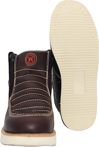 Miniatura 4 de The Western Shops Bota de trabajo de cuero con doble cremallera para hombre (10.5, café)