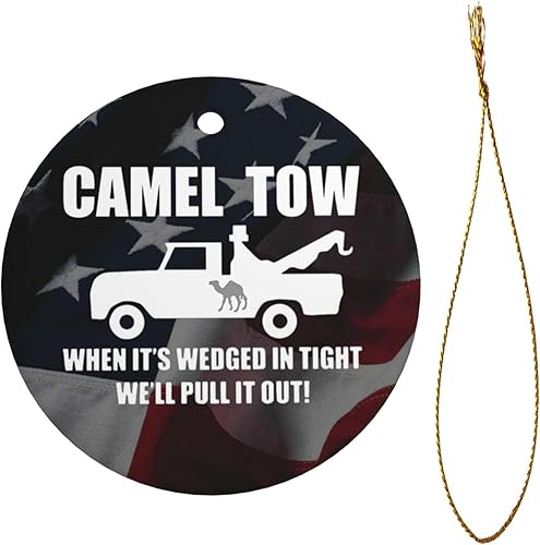 Miniatura 2 de Camel Towing When It's Wedged in Tight We'll Pull It Out Árbol de Navidad colgante cerámica redondo adornos de Navidad decoración del hogar interior