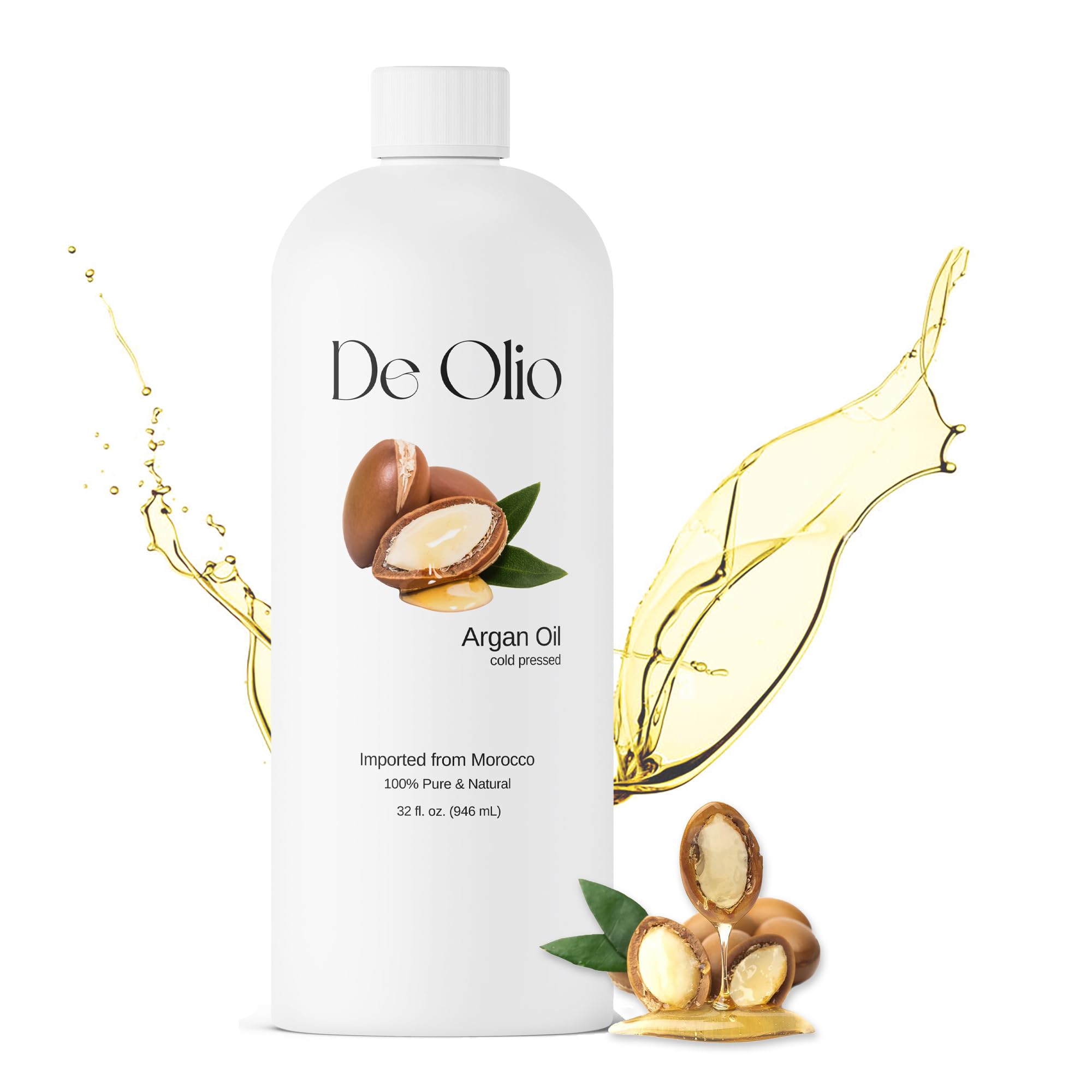 | Argan Oil of Morocco | 100% Pure & Natural Cold Pressed Argan Oil for Hair, Skin, Face, Body | Refined Moroccan Hair Oil for Moisturizing and Strengthening | 32fl. oz. (946 mL)