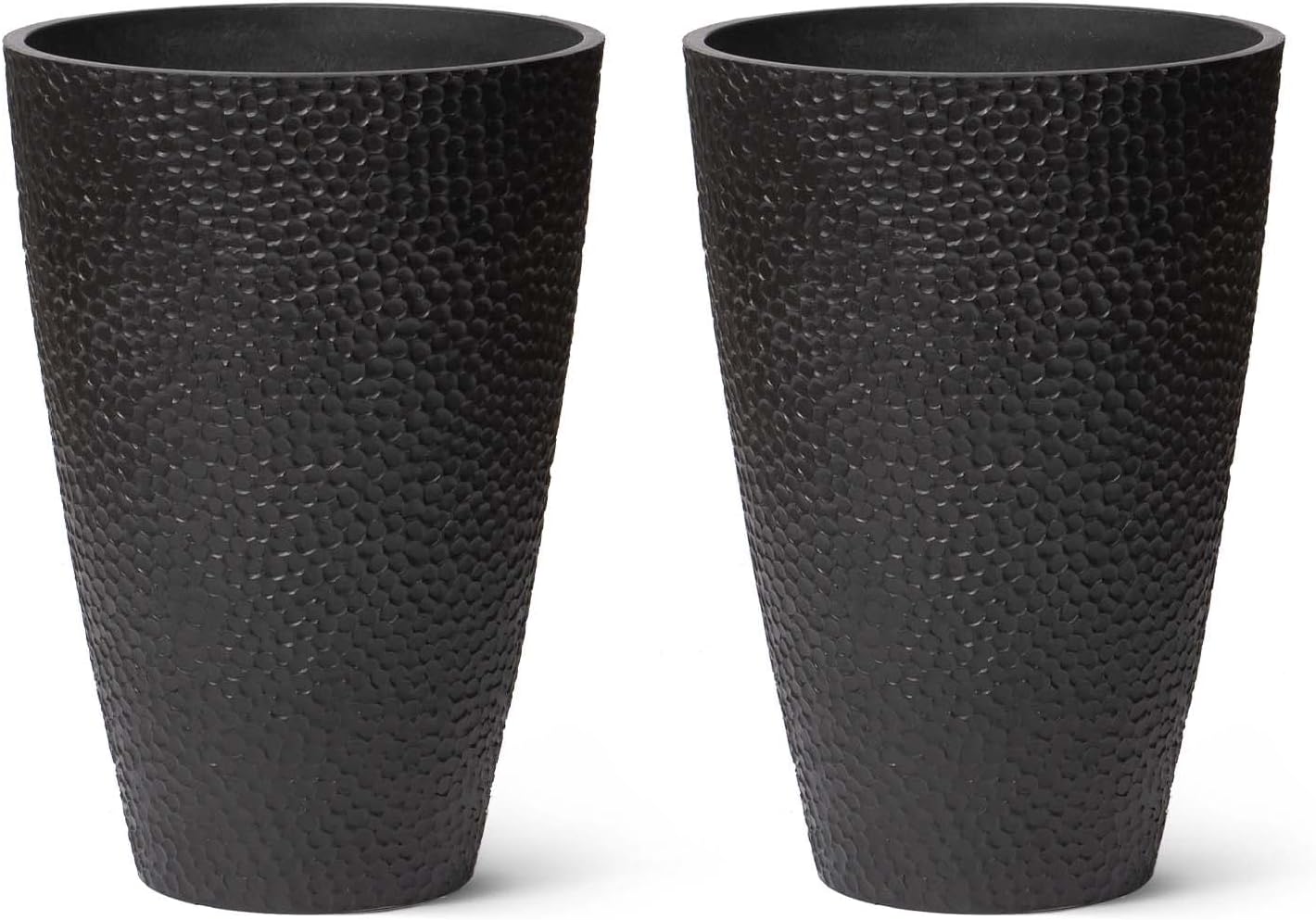 LA JOLIE MUSE 20 inch Tall Planters Set of 2, Tall Round Planters for Outdoor Plants, Grey Flower Pots for Front Door,Patio and Deck,Honeycomb.