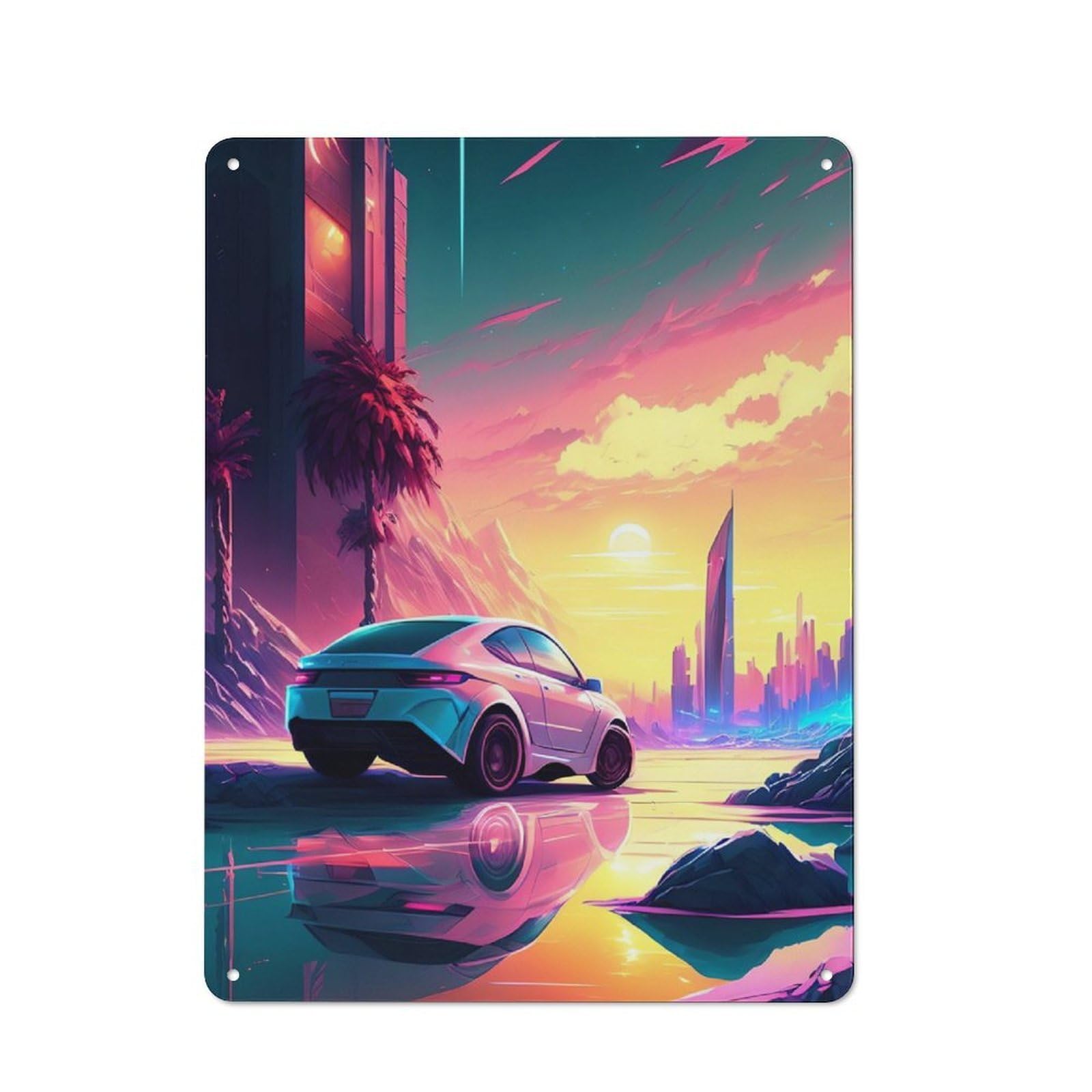 Junmoney Retro Car 4 Rustic Tin Sign 40X30cm Featuring For Garage Or Workshop, For Garage, Workshop And Man Cave Decoration