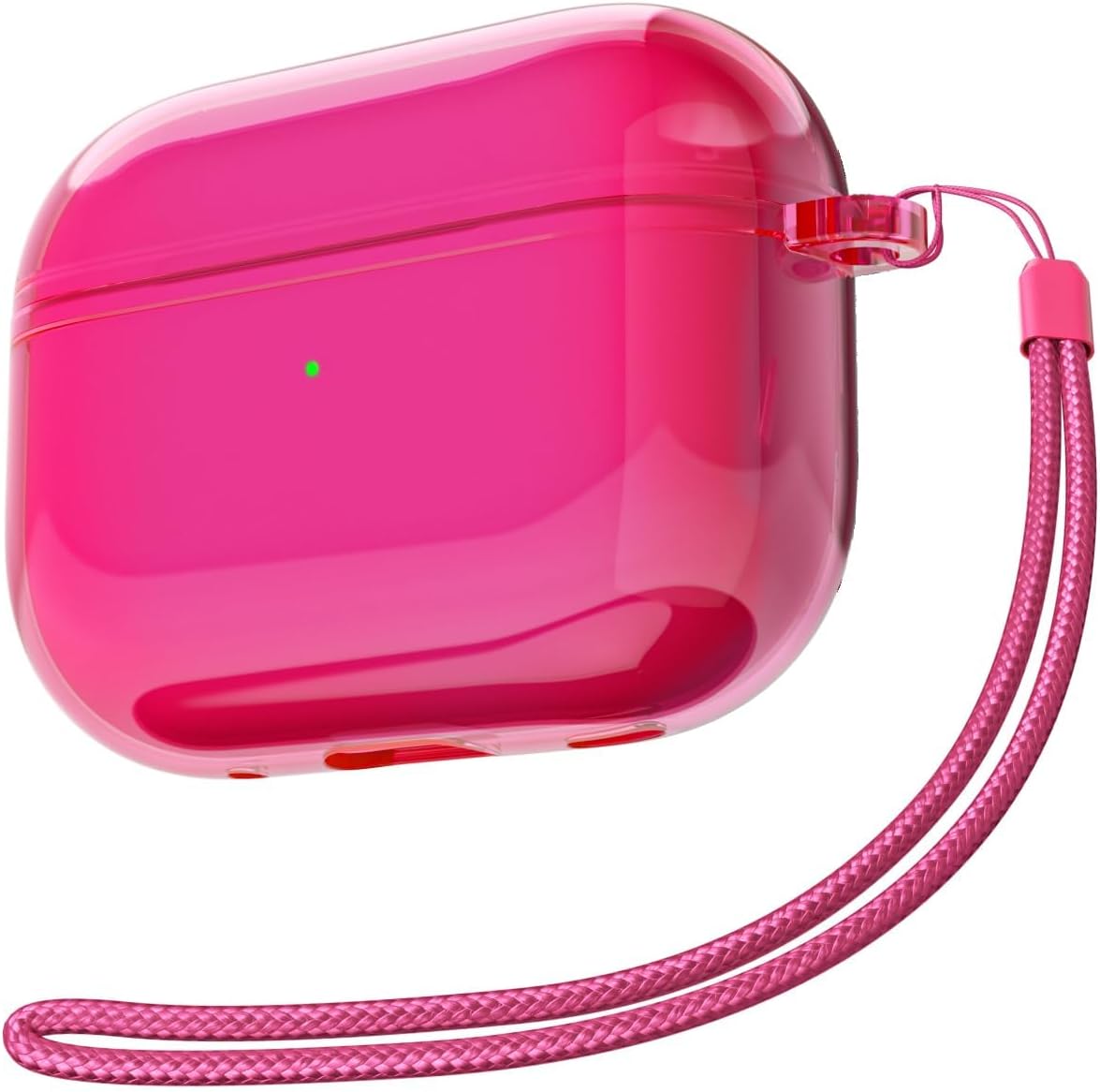 Svanove for Airpods Pro 2 Case Clear with Lanyard Strap, Cute Transparent Hard Shell Plastic Case for Airpods Pro 1st 2nd Generation Cover, Girly Y2K TPU Protective Cases for Women Men, Neon Hot Pink