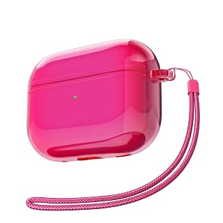 Svanove for Airpods Pro 2 Case Clear with Lanyard Strap, Cute Transparent Hard Shell Plastic Case for Airpods Pro 1st 2nd Generation Cover, Girly Y2K TPU Protective Cases for Women Men, Neon Hot Pink - Amazon product rated Grade A