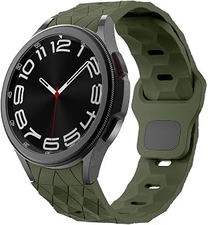 Samsung Galaxy Watch 4 5 6 7 FE 40 40 44 Classic 42 43 46 47 mm ile uyumlu Kordon Futbol Topu Prizma Dizayn Silikon 116 Koyu Yeşil