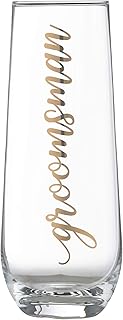 Lillian Rose Gold Groomsman Stemless Champagne Glass, Height 5.75"