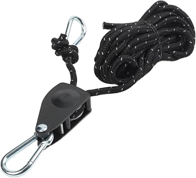 Posheliox Outdoor Canopy Stabiliser Adjustable Tent Guy Line 5M Camping Rope Pulley System with Stainless Steel Carabiner Hook Non SlipBlack