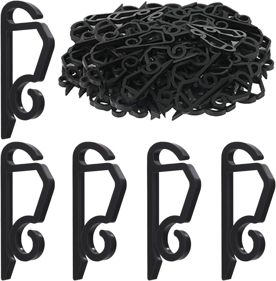 Holiday Light Clips Christmas gutter string light clips Hang Gutter Clip Hooks Hanger Hooks for hanging outdoor lights Plastic Black Weatherproof Flexible Easy to Install for Halloween Roof 120 Pieces