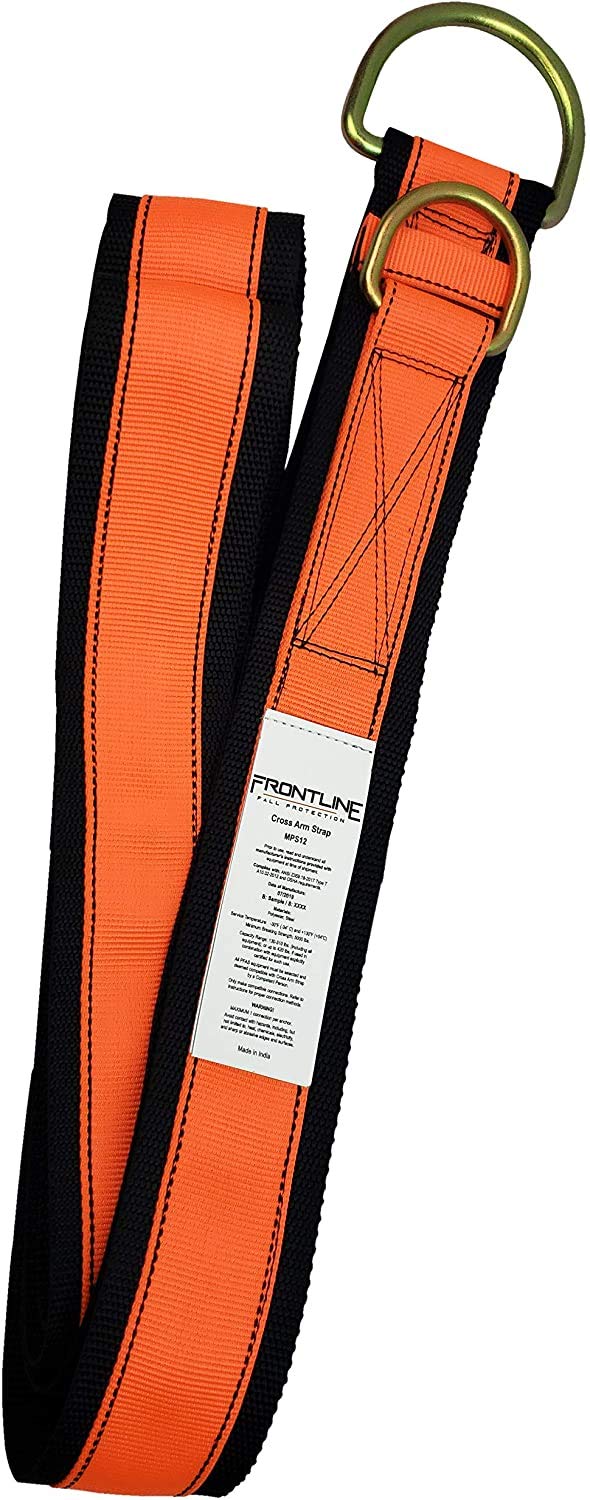 Frontline MPS04 Premium Cross Arm Strap with Reinforced Webbing 4' | Beam Anchorage Straps | D-Ring at Both Ends | ANSI & OSHA Compliant | High-Tenacity Polyester Webbing and Alloy Steel D-Ring