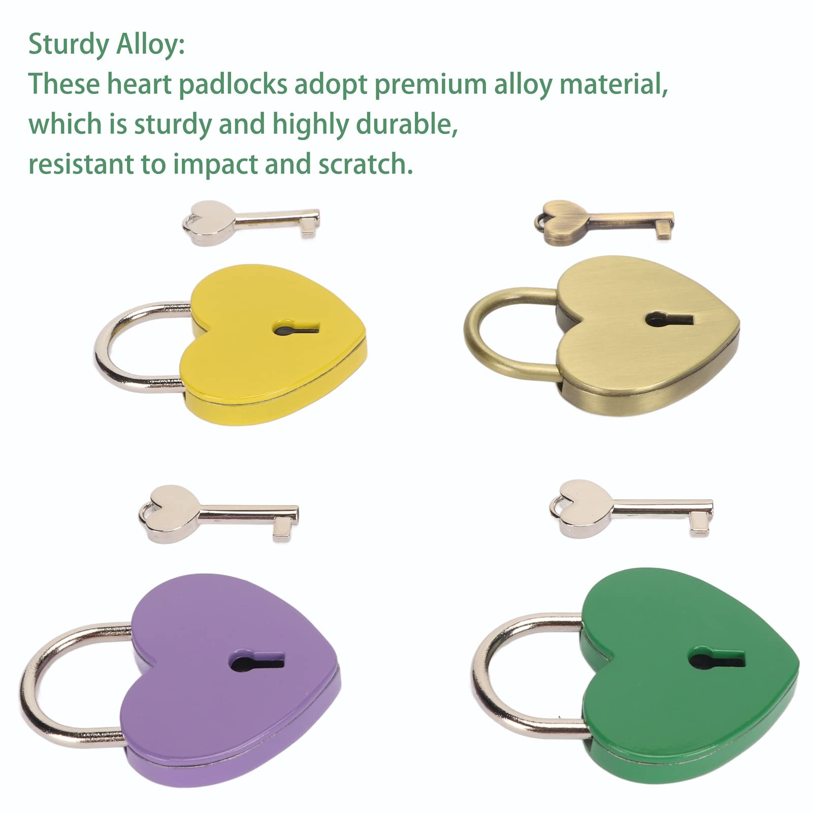 Lucchetto A Cuore Colorato Con Chiave - Mini Lucchetto Metallico Per Scatole, Diari E Giocattoli - Foto 10
