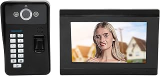 Campainha de Vídeo Com Senha, Visão Noturna à Prova de Intempéries 100-240V Tela Sensível Ao Toque Tela de 7 Polegadas Controle de Acesso Campainha de Vídeo para Guarda de Entrada (plugue da ue)