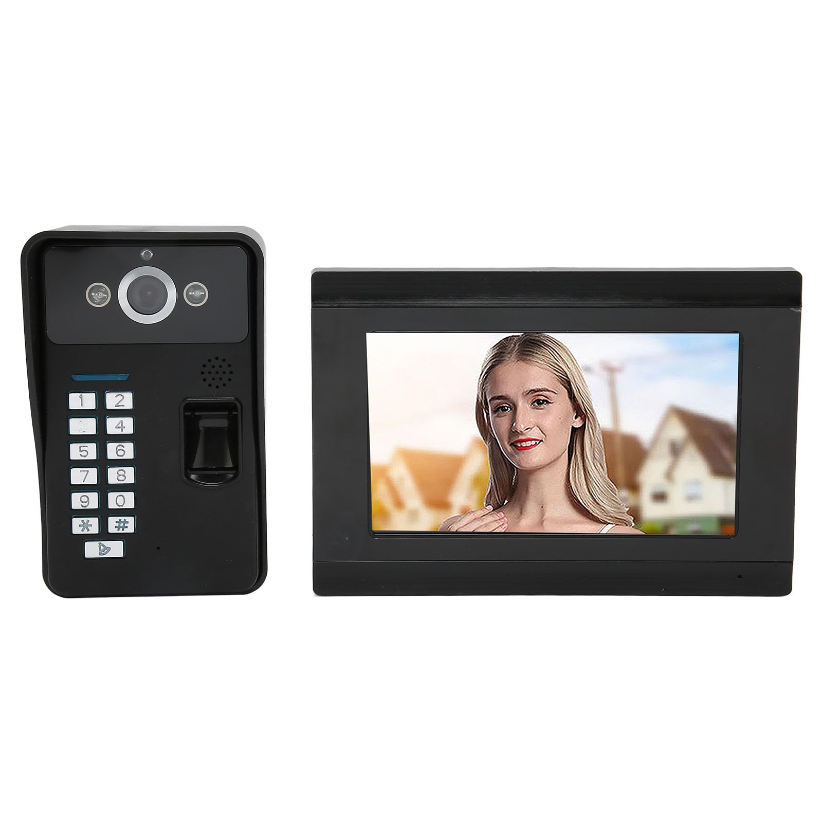 Timbre con Vídeo con Contraseña, Sistema de Portero Automático con Vídeo Resistente a la Intemperie, Pantalla Táctil de Visión Nocturna para Guardia de Entrada (Enchufe Europeo)