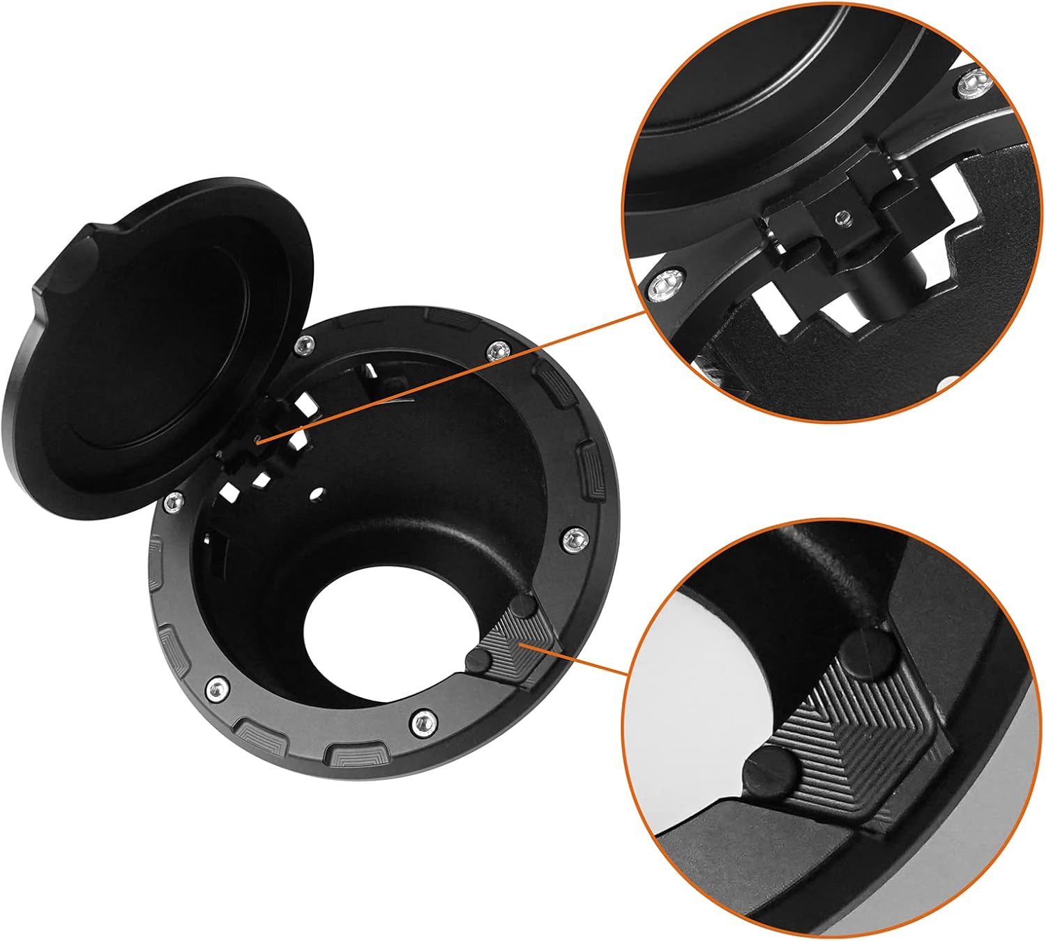 Hooke Road Half Face Aluminum Gas Cap Cover Fuel Filler Tank Cool Things Compatible with Jeep Wrangler JK & Unlimited 07-18