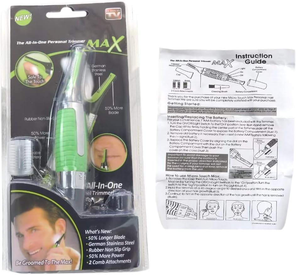 Men Nose Ear Face Neck Eyebrow Hair Mustache Beard Trimmer Shaver Clipper PE-Green