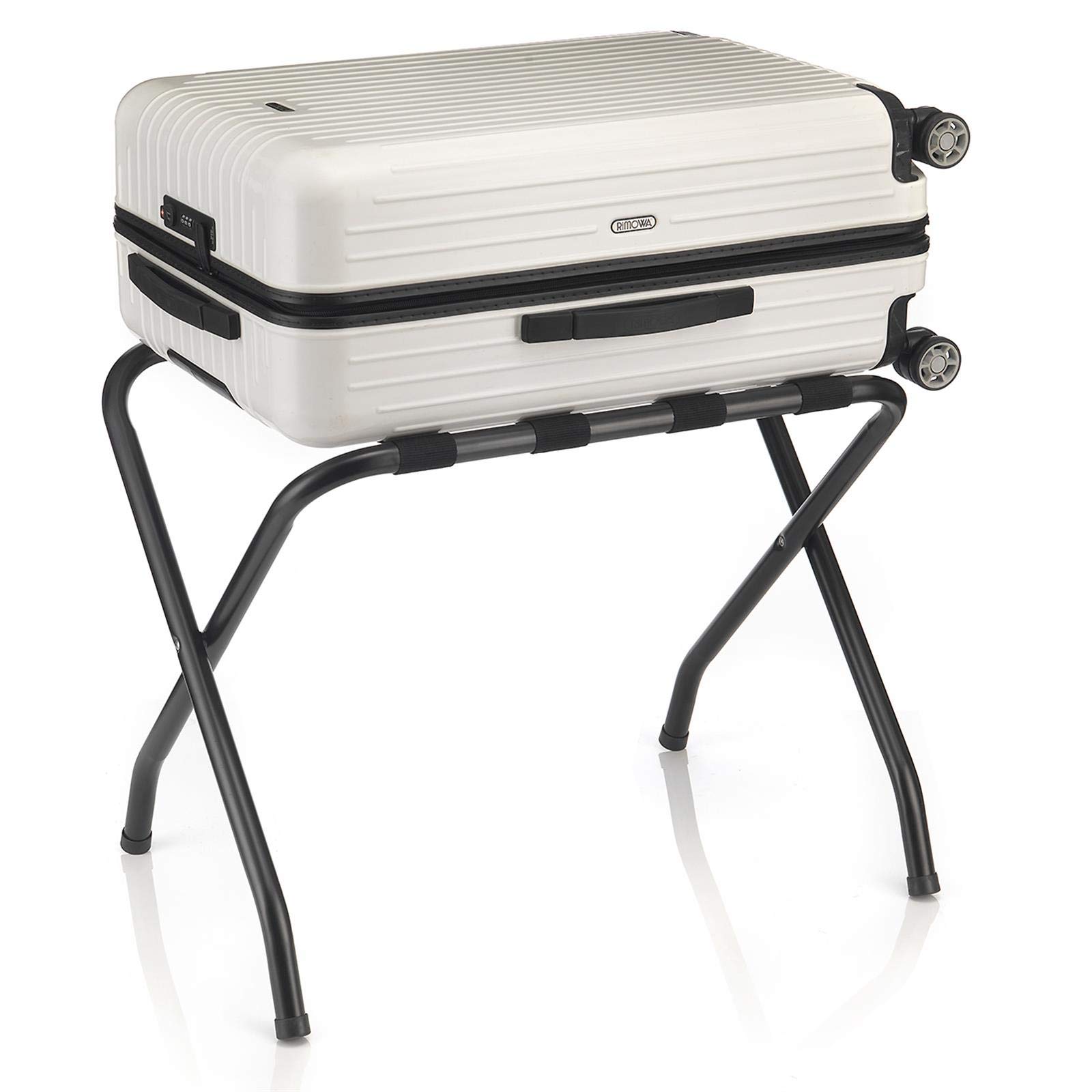 CARO-Möbel Luggage - Soporte para maletas, metal lacado en negro, plegable