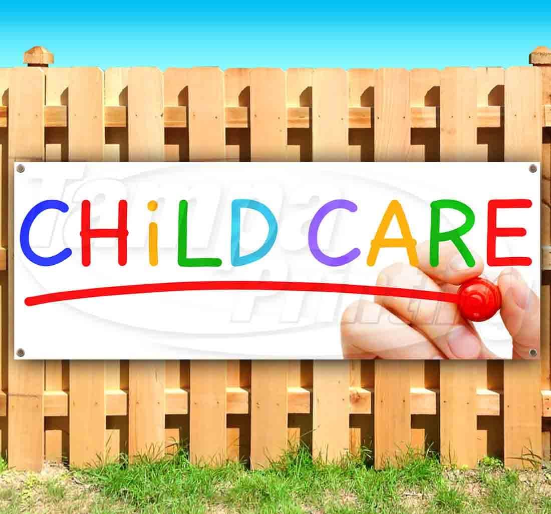 Child Care Banner 13 oz | Non-Fabric | Heavy-Duty Vinyl Single-Sided with Metal Grommets