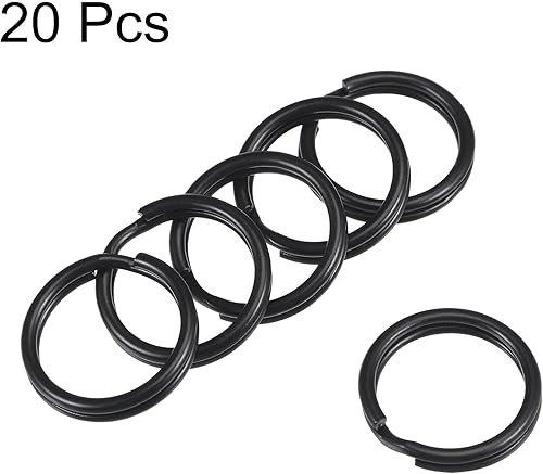 Miniatura 2 de uxcell Llaveros divididos de 0.59 pulgadas (0.591 in), conector abierto para bolso con cremallera, pintura electroforética, paquete de 20