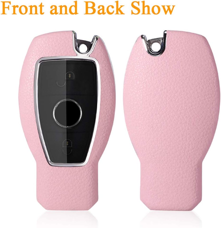 SANRILY Key Cover for Mercedes Benz A B C E R Class GLK GLA GLC GLE CLS SLK AMG Keyless Key Fob Case Full Covered Key Protector Shell with Keychain Pink