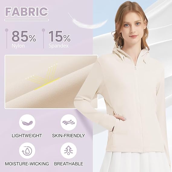 Women's UPF 50+ Sun Protection Cooling Outdoor Lightweight Jacket