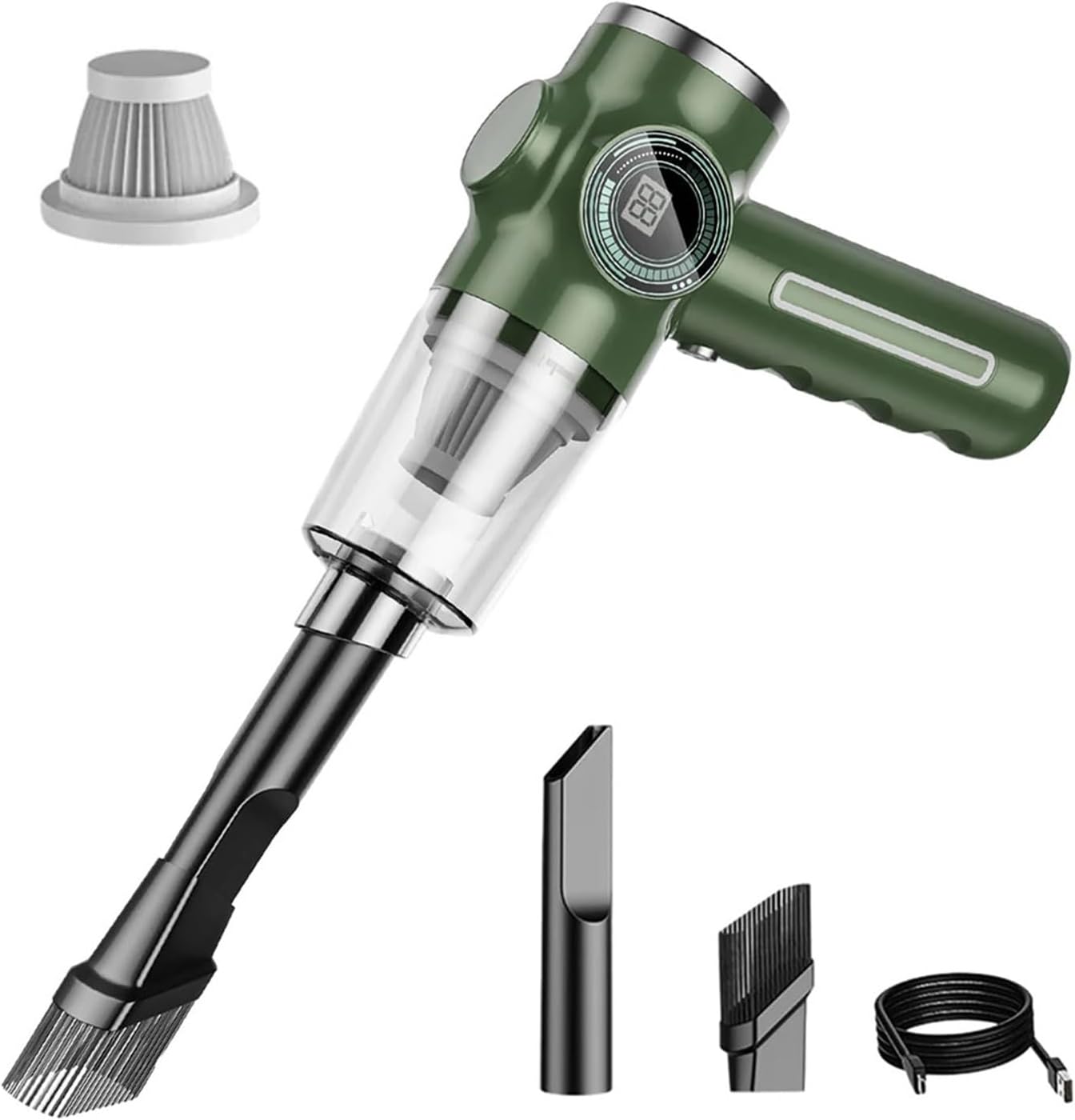 Car Vacuum, Portable Vacuum Cleaner Wireless Automobile Cleaner Handheld Vacuum Pump Cordless for Car Home Appliance,Portable Cordless(Green 1 Pcs Filter)