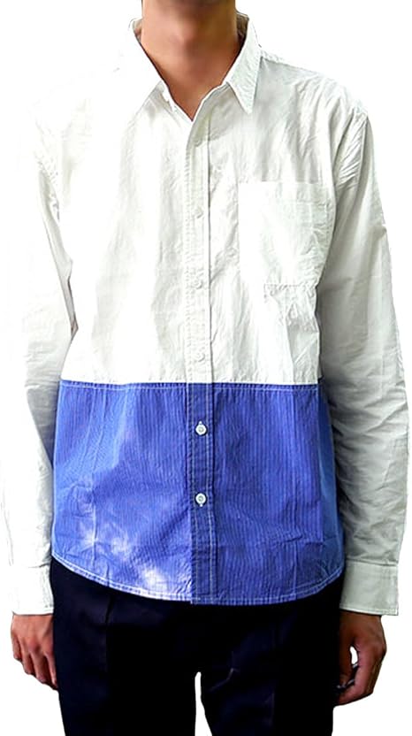 Amazon ヴィブジョー Vibgyor メンズ 綿100 ブロード ストライプ 切替 バイカラー 長袖シャツ シャツ 通販