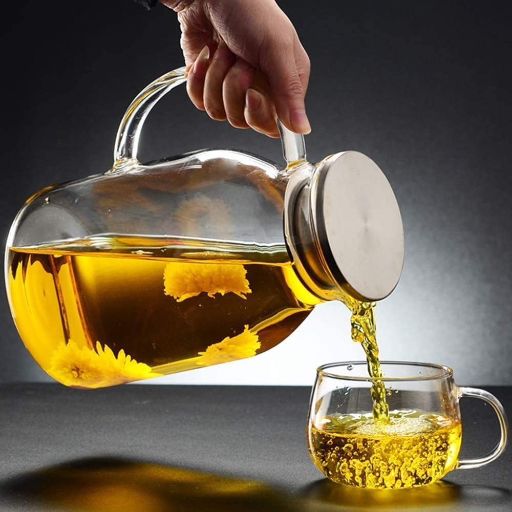 Buy KHODIYAR 1.6 Liter Glass Water Pitcher, Ice Cold Juice Carafe with