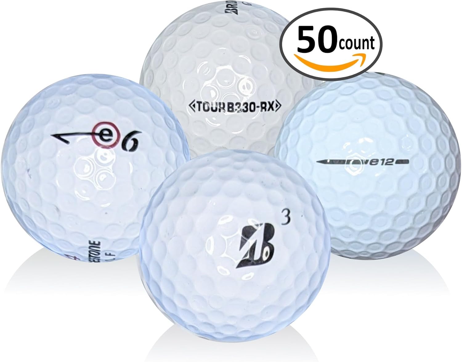 Afford-A-Ball Golf. (50 Pack) Recycled for Bridgestone White Golf Ball Mix. Golf Supplies for Men & Women. Best Budget Golf Balls.