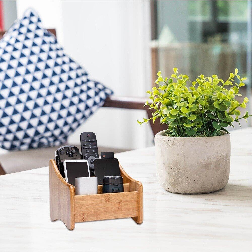 Soporte De Madera De Bambú para Control Remoto, Organizador De Inclusión De Recibos, Estante De Almacenamiento De Cosméticos para Hogar Y Oficina