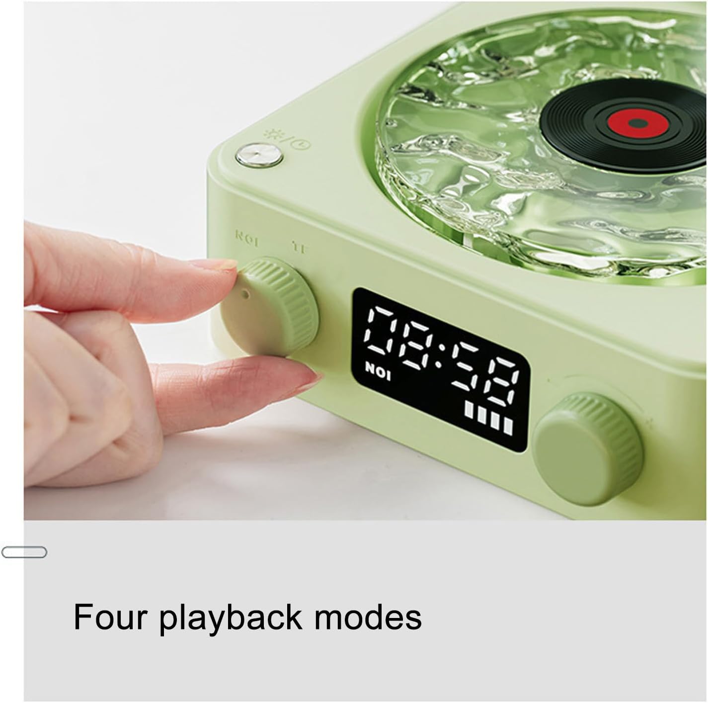 Bluetooth Record Player wiith Stereo Speakers and Water Ripple Light, Record Player with Display Screen, CD Player for Entertainment and Home Decoration (Green)