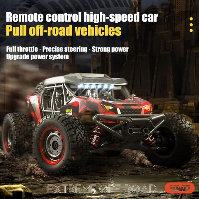 Image of RC Car, 1:16 Scale Remote Control Car, High Speed 4WD Electric Car with LED Light, 4X4 RC Off-Road Truck 38KM /H High Speed Racing Vehicle for Adults, Boys, Girls, Kids