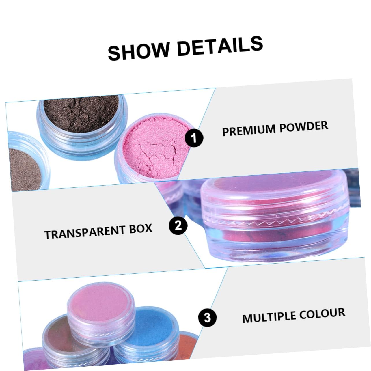 Lurrose 48pezzi Glitter Pigmenti Per Trucco Cosmetica Per Unghie Ombretto Gloss Labbra Artigianato e Decorazioni Casuali