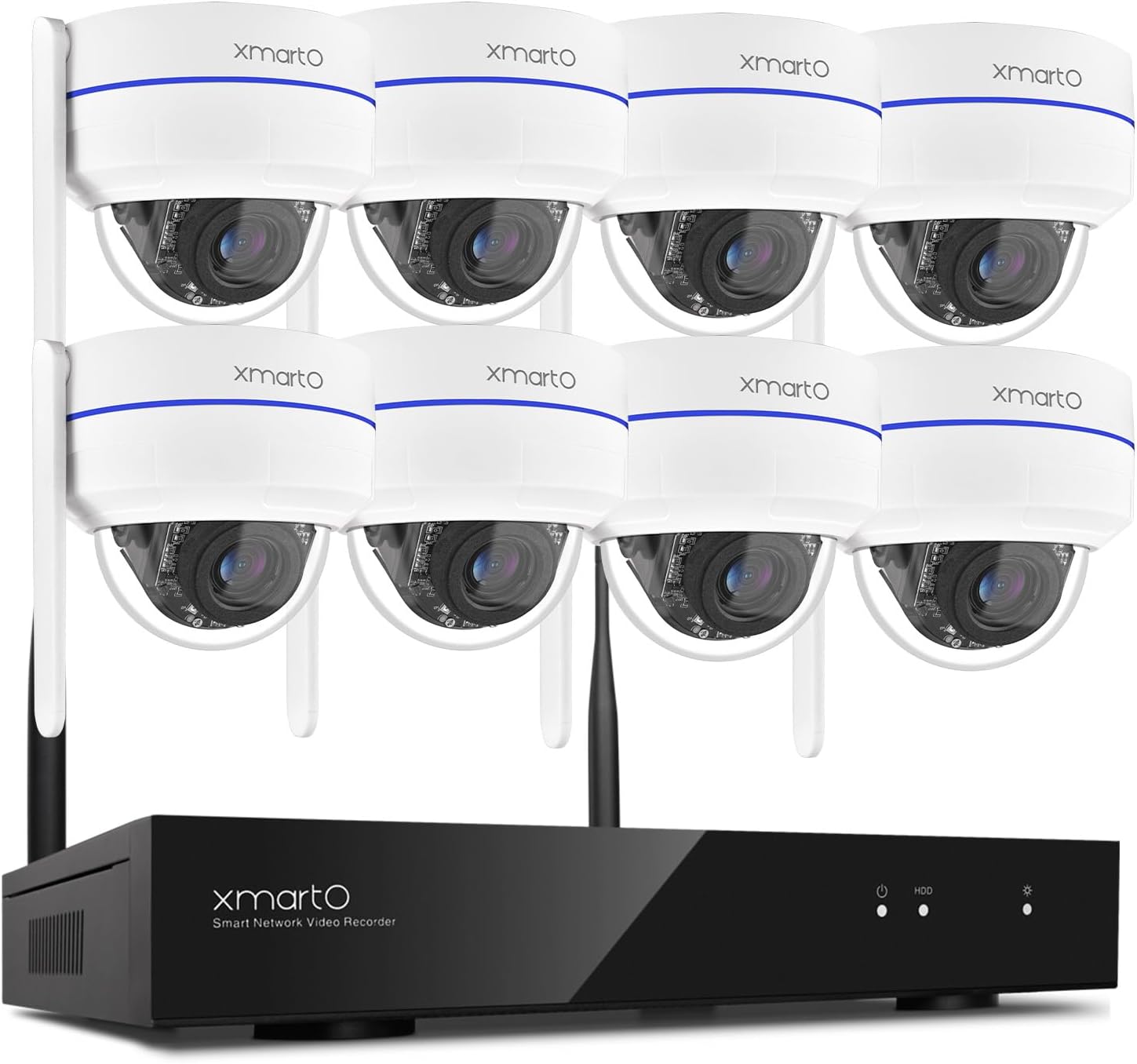 xmartO AI Tracking 2K Wireless PTZ Security Camera Kit,8‑Cam 10CH WiFi6 NVR