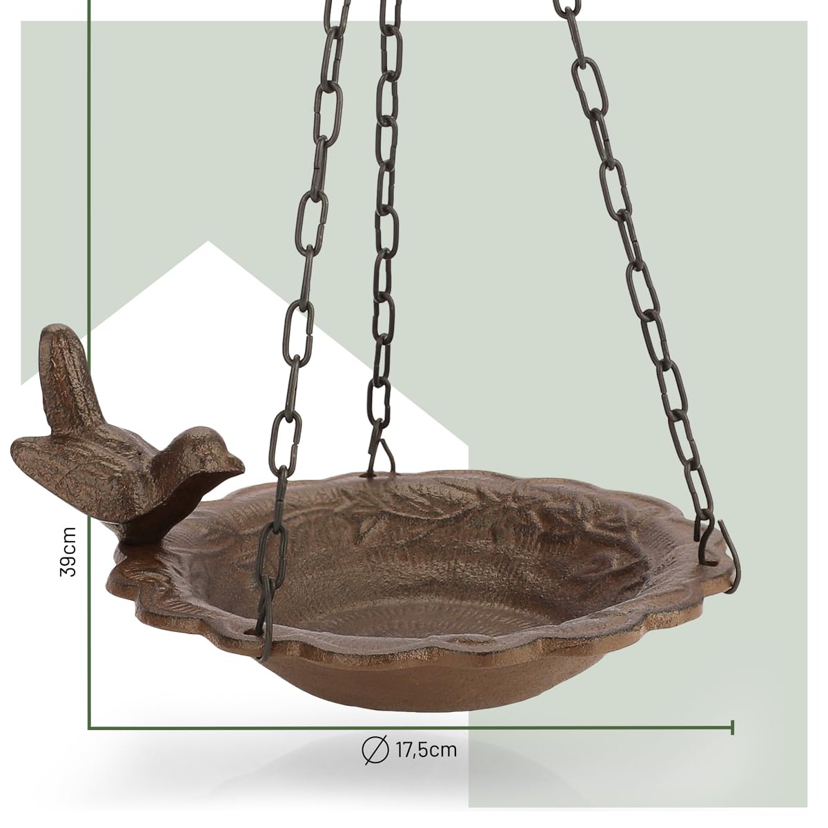 wildlife home Abbeveratoio per uccelli da appendere – Abbeveratoio per uccelli da giardino, balcone, bagno per uccelli in ghisa, antigelo per uccelli, uccelli selvatici