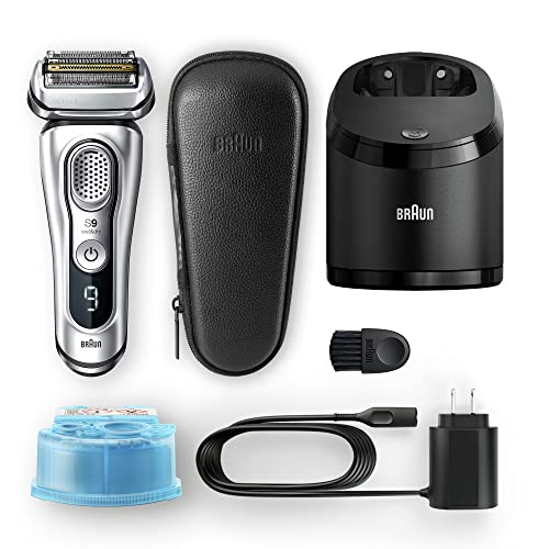 Braun Electric Razor For Men, Waterproof Foil Shaver, Series 9 9390Cc, Wet & Dry Shave, With Pop-Up Beard Trimmer For Grooming, Cleaning & Charging Smartcare Center And Leather Travel Case, Silver #TOP5