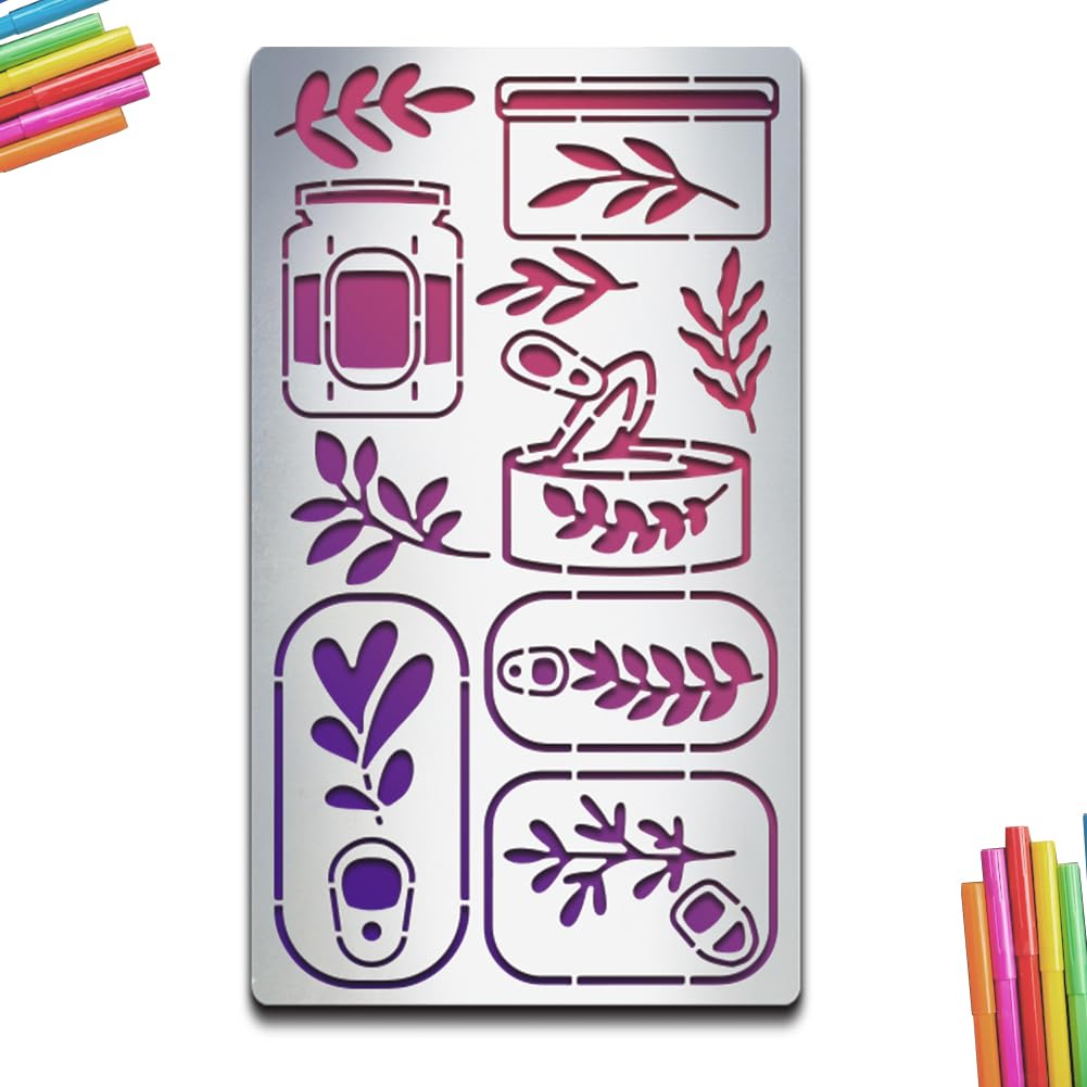 MAYJOYDIY Can Plant Metal Journal Stencil Bookmark Journaling Metal Stencils 10×17.7cm Reusable Stainless Steel Drawing Stencil for Wood Engraving Journal Notebook Diary Painting — image 1