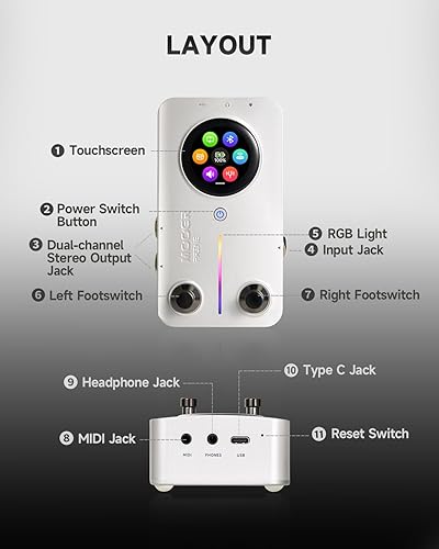 Miniatura 22 de MOOER Prime P1 - Amplificador de auriculares con procesador multiefectos, pedales de bajo con 126 efectos, afinador, amplificador, metrónomo