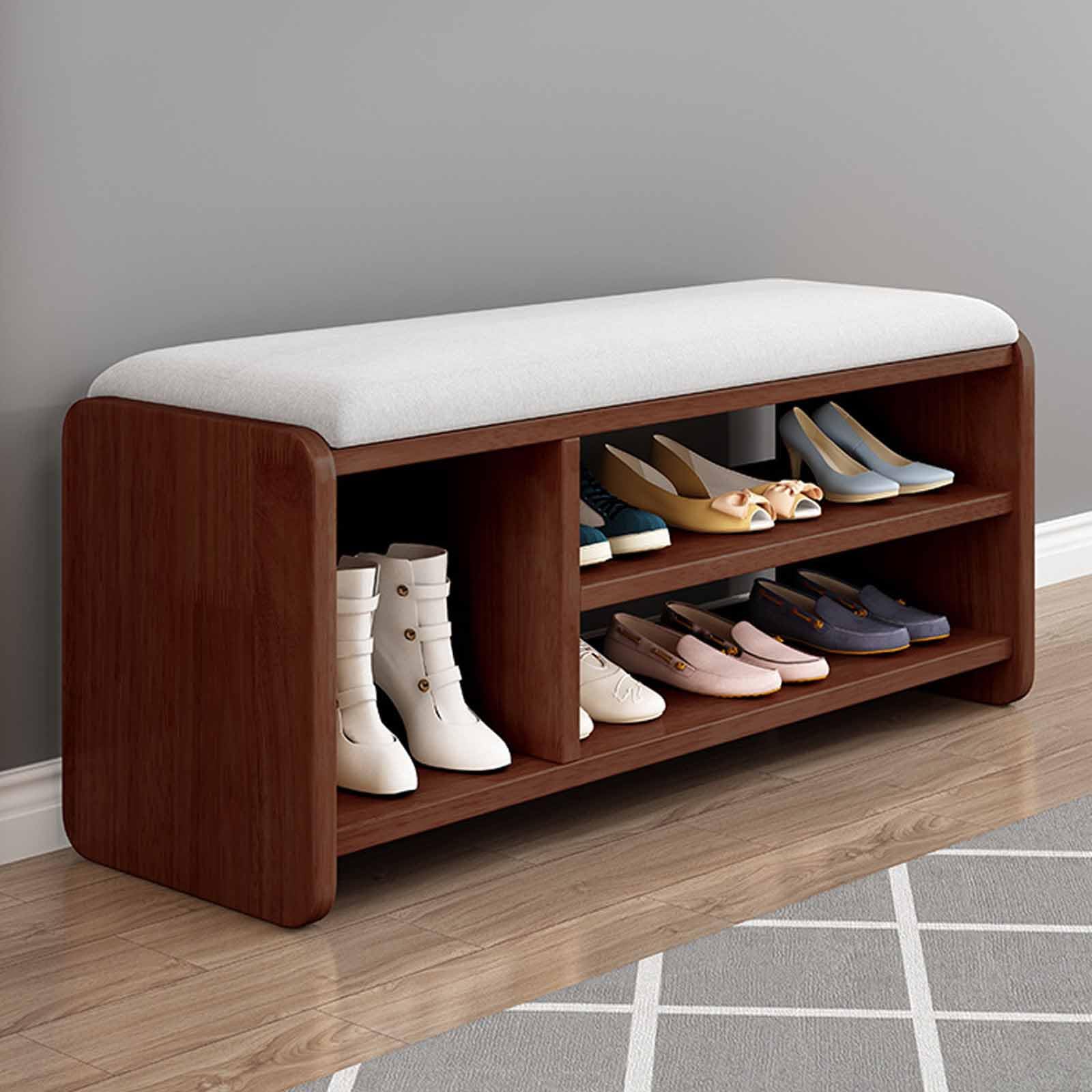FCXWEVR 2 Tier Shoe Sto Bench with Cushs Entryway Shoe nizer Ottoman Bench for Bedroom End Slish Shoe Rack for Hallway Multifunctal Sto Solut