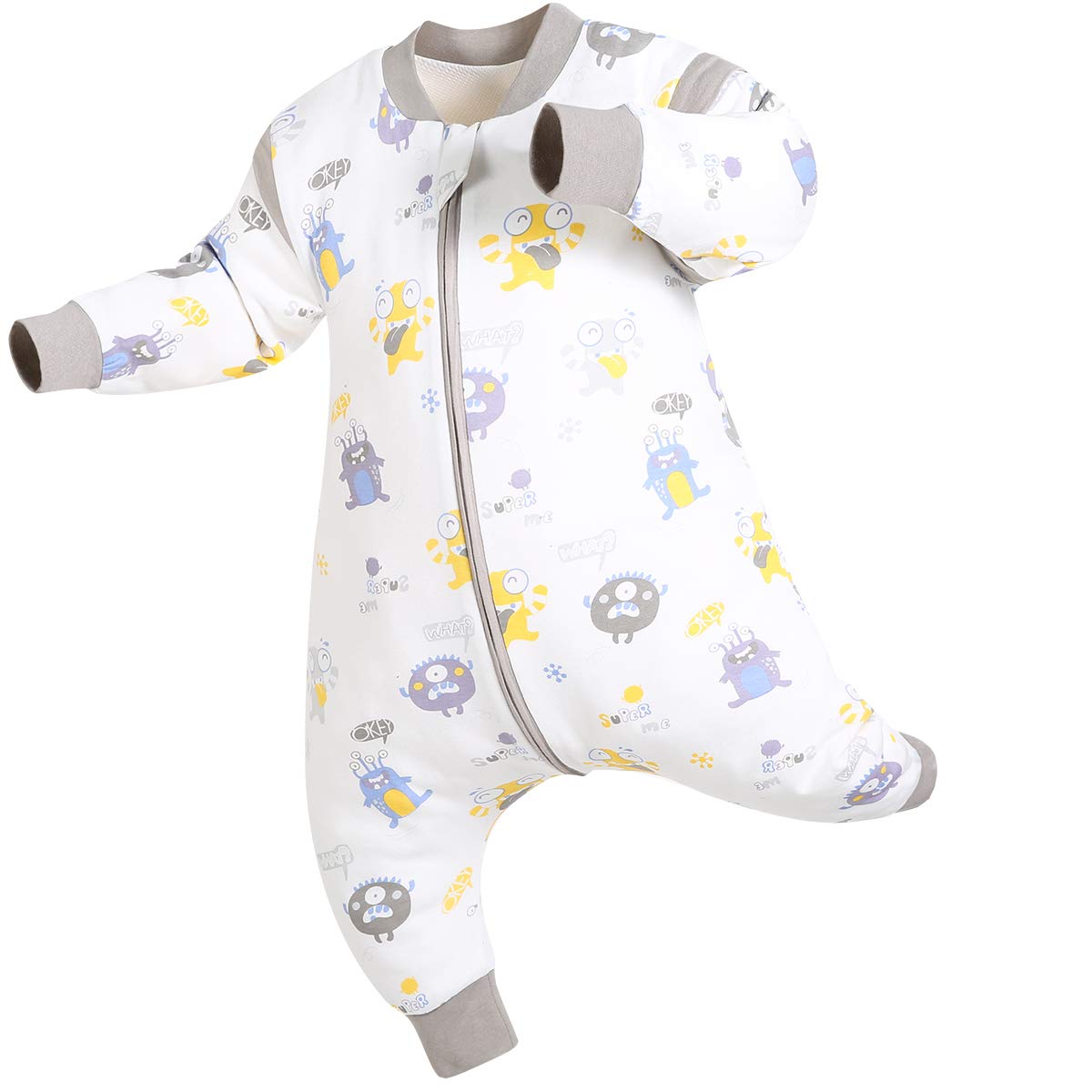 CYUURO Baby Wearable Blanket Sleeves Detachable with Legs Organic Cotton Kids Sleeping Bag for Summer Air-Condition Room,X-Large,4.5-6 Years,0.5Tog