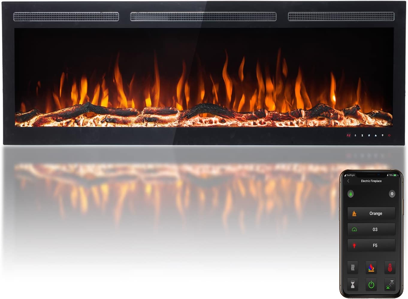 Buy WiFi CharaVector Electric Fireplaces Recessed Wall Mounted