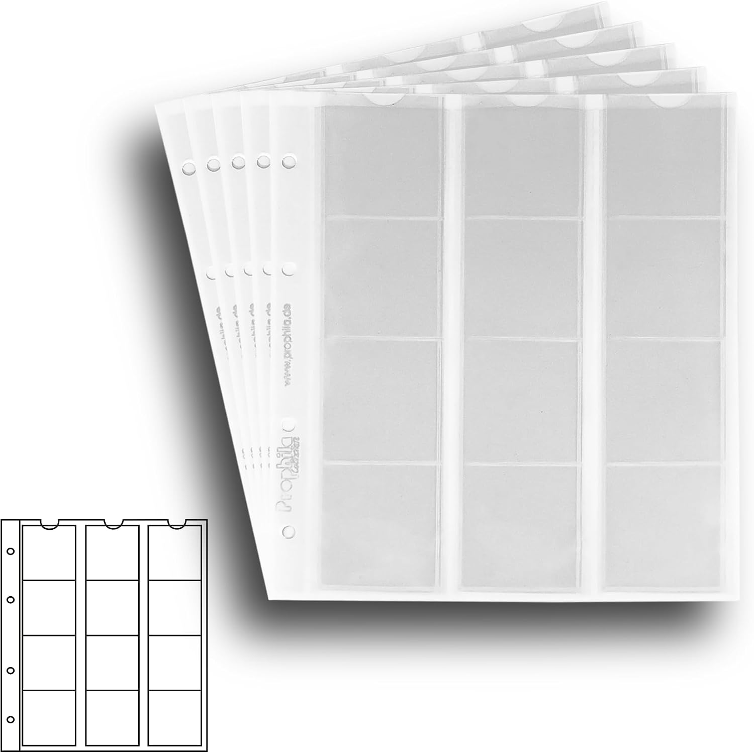 Pochettes Prophila Pour Pièces – 12 Compartiments Jusqu'à 44 Mm, Classeur 4 Anneaux, Rangement Pratique Et Transparent !